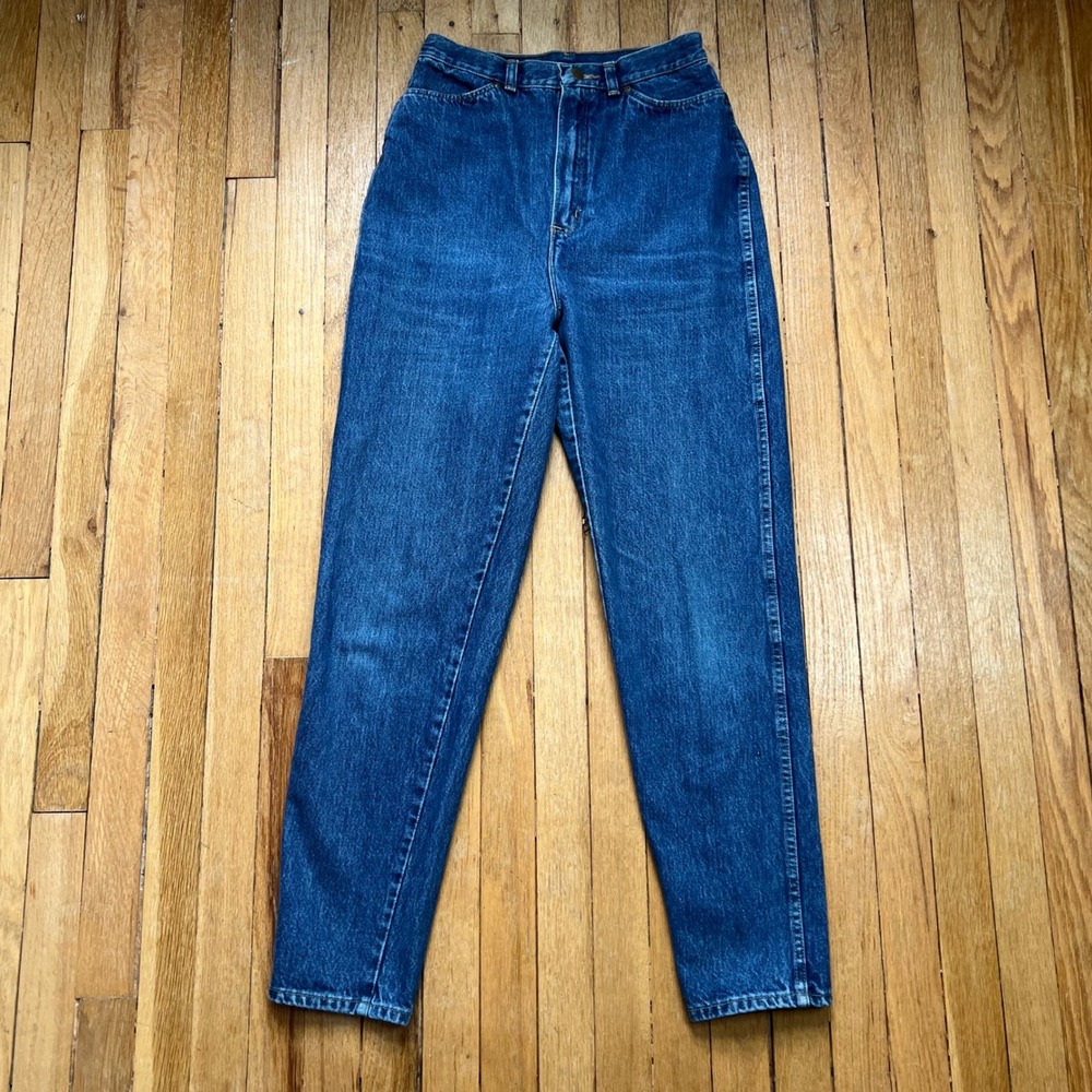 80s CALVIN KLEIN True Vintage Super High Rise Tapered VTG 90s Blue Jeans W: 28"